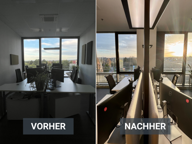 Vorher/Nachher Bild unseres Umbaus