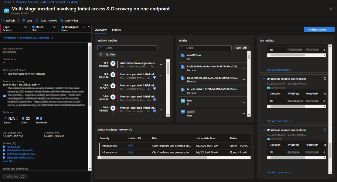 Microsoft Sentinel Incident Overview