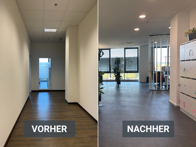 Vorher/Nachher Bild unseres Umbaus
