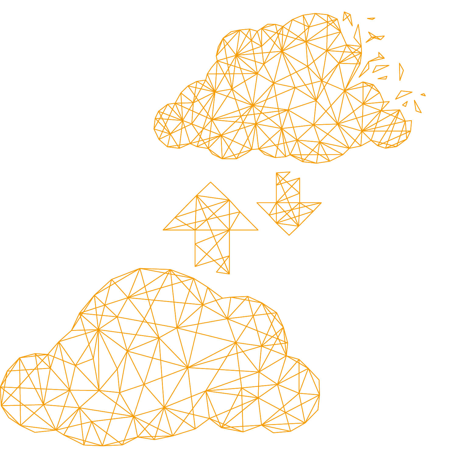 Netzgrafik zweier Clouds in Orange